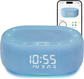 1Mii White Noise Sound Machine for Sleep, Pink Noise Machines for Baby Adults Sleeping, 18 Soothing Sounds with 7-Color Night Light, Timer, Alarm Clock, 16 Volume Levels, Remote App Control - Blue