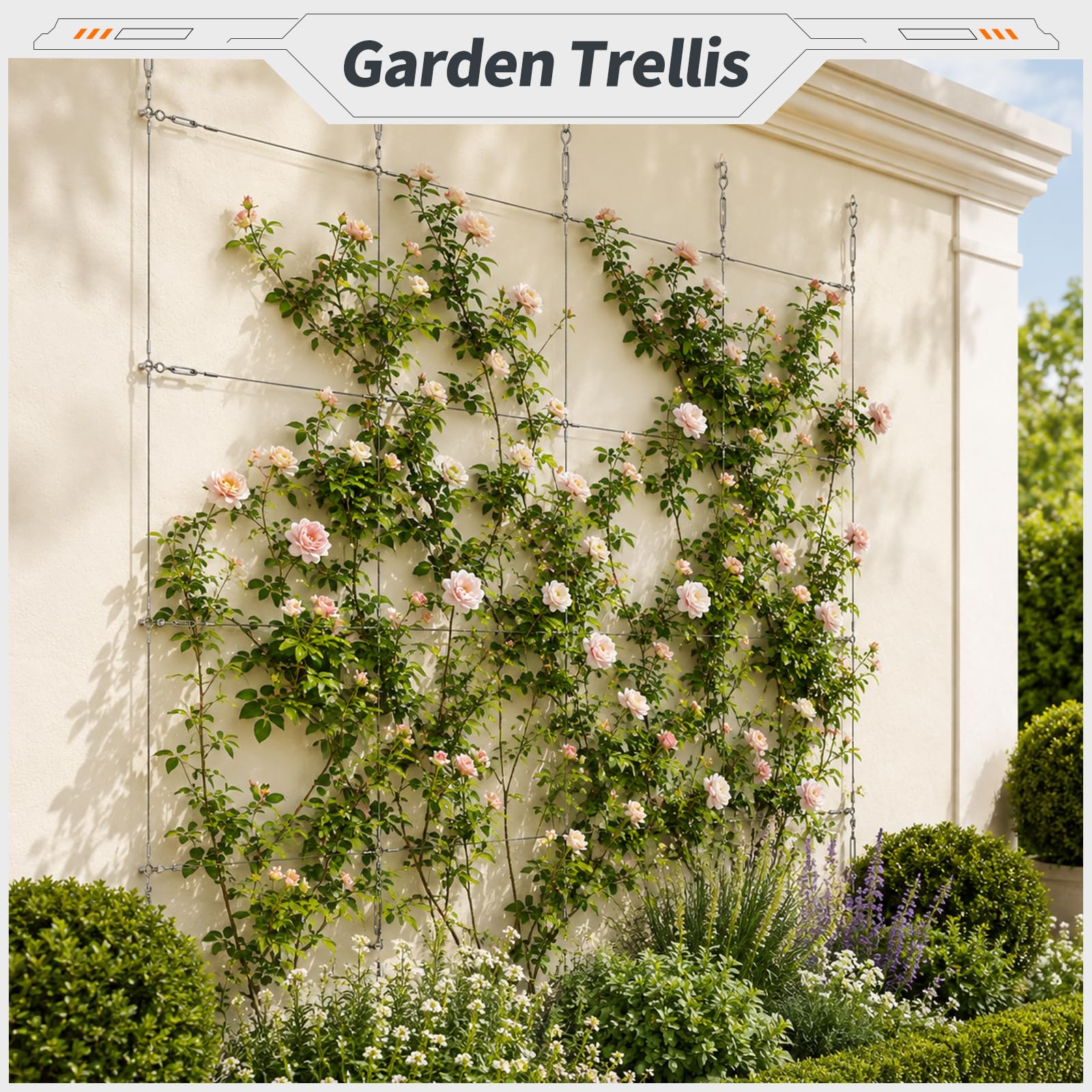 60 m Drahtseil 2 mm Set 94 Teile, PVC Edelstahlseil 304 mit Spannschrauben Seilklemmen Presshülsen, Stahlseil Garten Kletterpflanzen Rankgitter Zaun, Lichterketten Wäscheleine, wetterfest rostfrei DIY