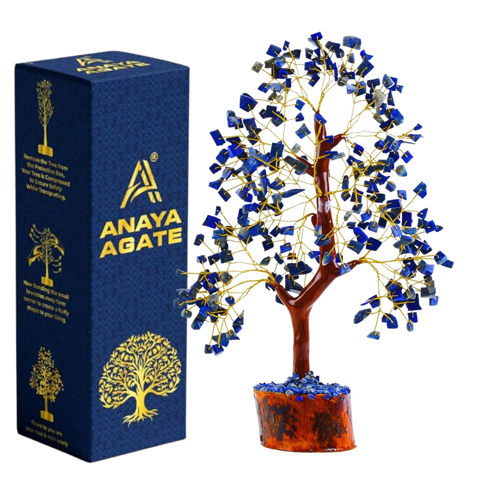 ANAYA AGATE Lapis Lazuli Crystal Trees for Home and Office Decoration, Chakra Healing Crystals Feng Shui Handmade Trees for Positive Energy, Money, Good Luck, Christmas, Birthday Gifts for Women, Mom โ image 1