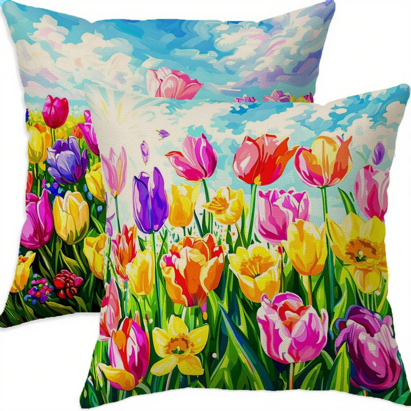 Housses de coussin imperméables 60x60cm en lin avec fermeture éclair invisible lot de 2