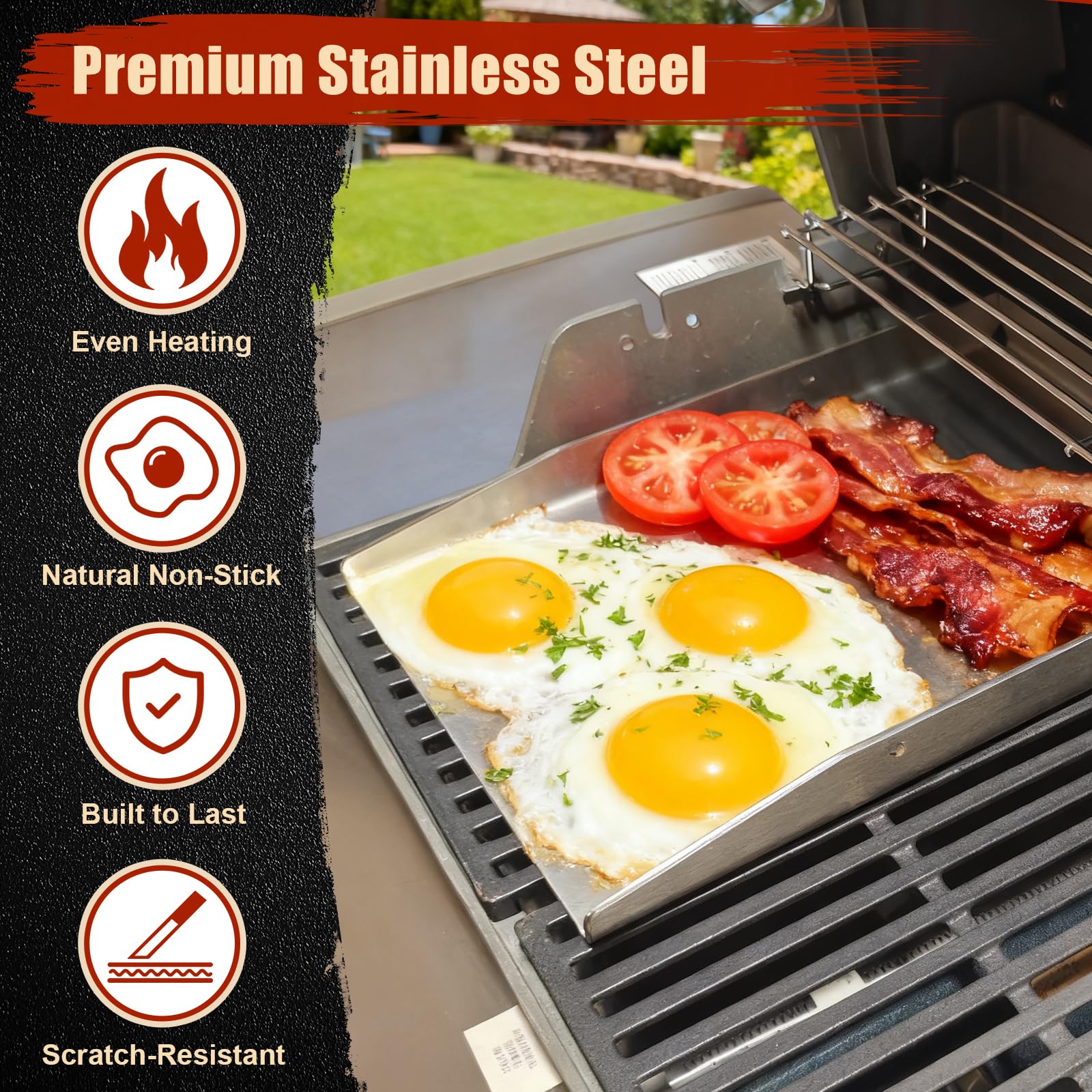 ZXLIHS Piastra per griglia in Acciaio Inox 40 x 30 cm Plancha per Weber, Enders, Burnhard, Rösle Videro, Accessori per plancha per Grill a Gas e a Carbone, griglia per plancha in Acciaio Inox