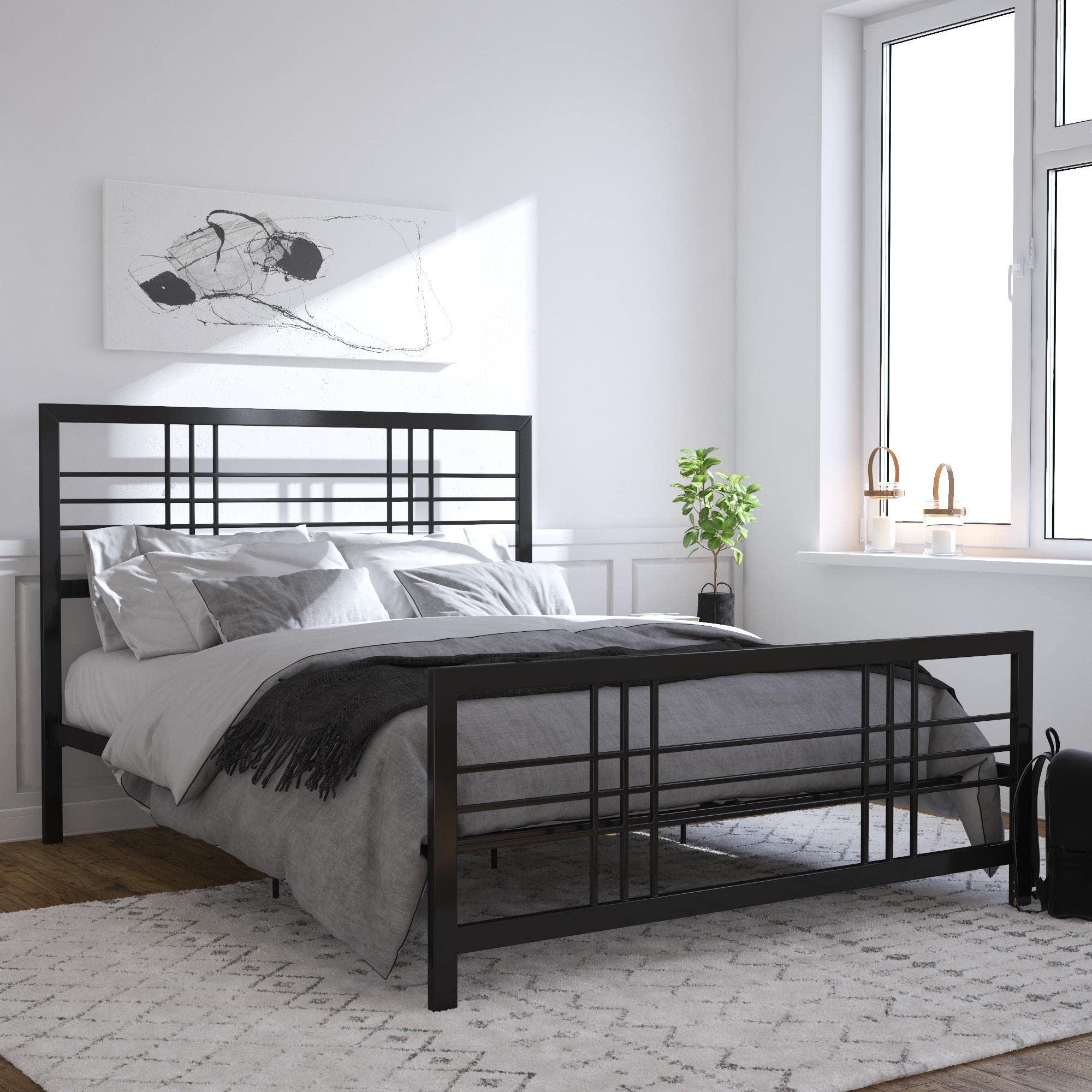 DHP Furniture Burbank Metal Bed Black King