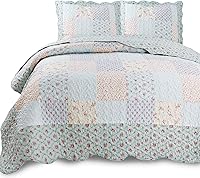 Vista 15 de KASENTEX Country-Chic Juego de Ropa de Cama con Edredón Estampado Prelavado - Ropa de Cama con Patrón Acolchado de Tela de Microfibra