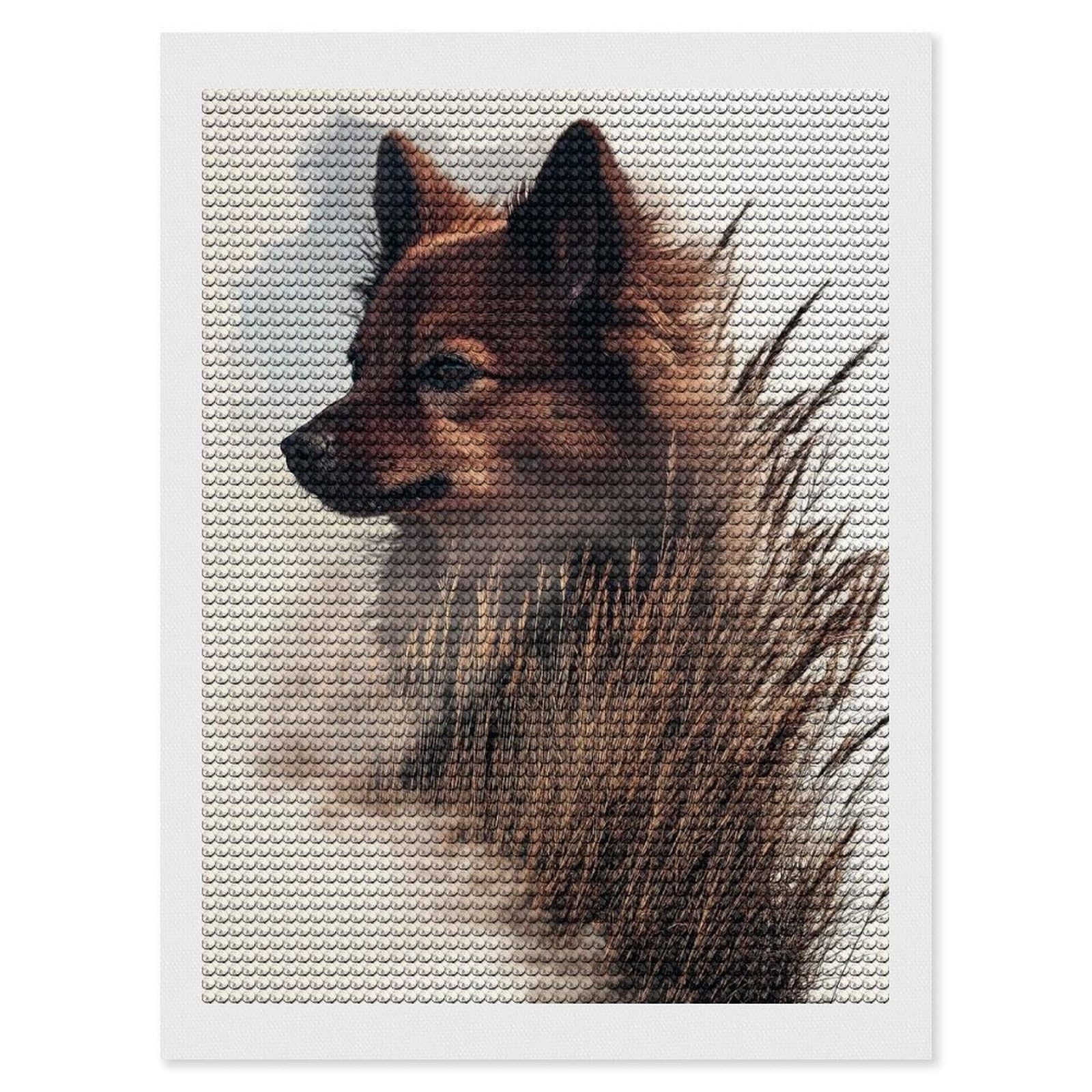 Junmoney Wolf in The Grass Diamond Painting Canvas Set 12"x16", for Beginners, Complete Accessories, Christmas Gift, Modern Decor