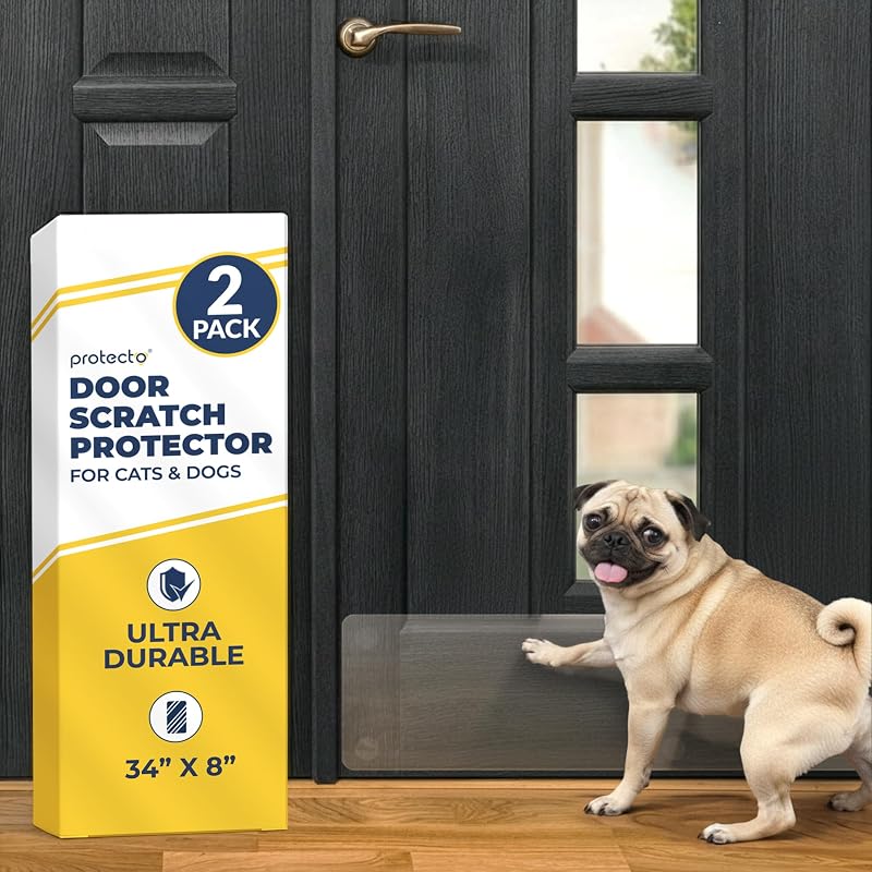 Protetor de Porta para Cães em Policarbonato Transparente PROTECTO, 86,36 x 20,32 cm, Pacote com 2