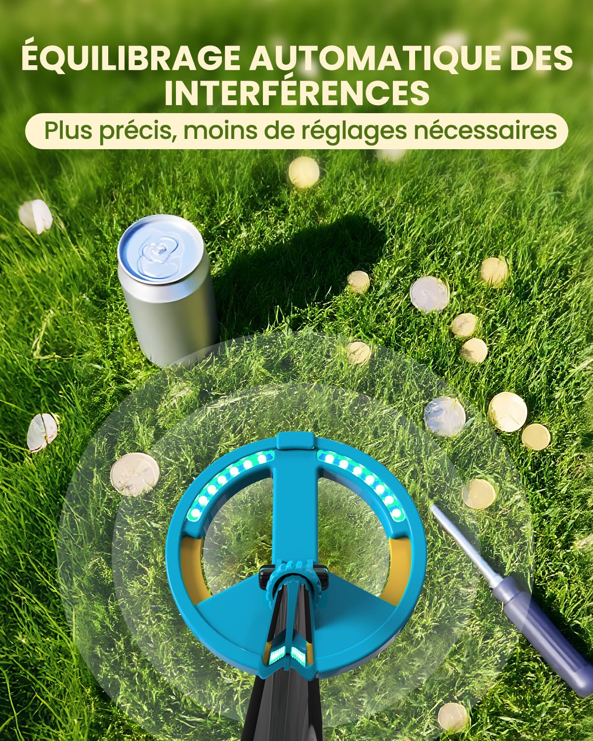 GreenRex Metalldetektor Kinder, Für Kinder von 3–12 Jahren, 6CM HD LCD Display, Ton & Lichtsignale, 59–82CM höhenverstellbar, 10CM Präzision, 470g leicht, lehrreiches Outdoor-Set,Blau