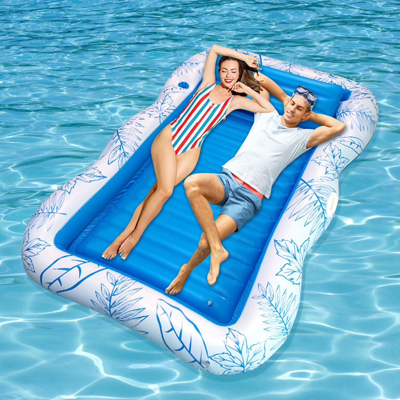Colchoneta Hinchable Piscina,Flotador Inflable Piscina Grande,230x150cm,con Respaldo,Portabebidas,Colchoneta Hinchable Piscina Adultos,para Adultos Piscina Playa Fiestas Verano