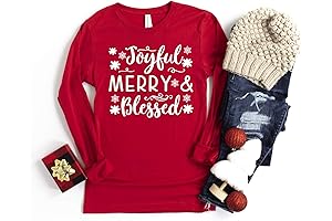 Joyful Merry and Blessed Christmas Sweatshirt for Women | Long Sleeve Christmas...