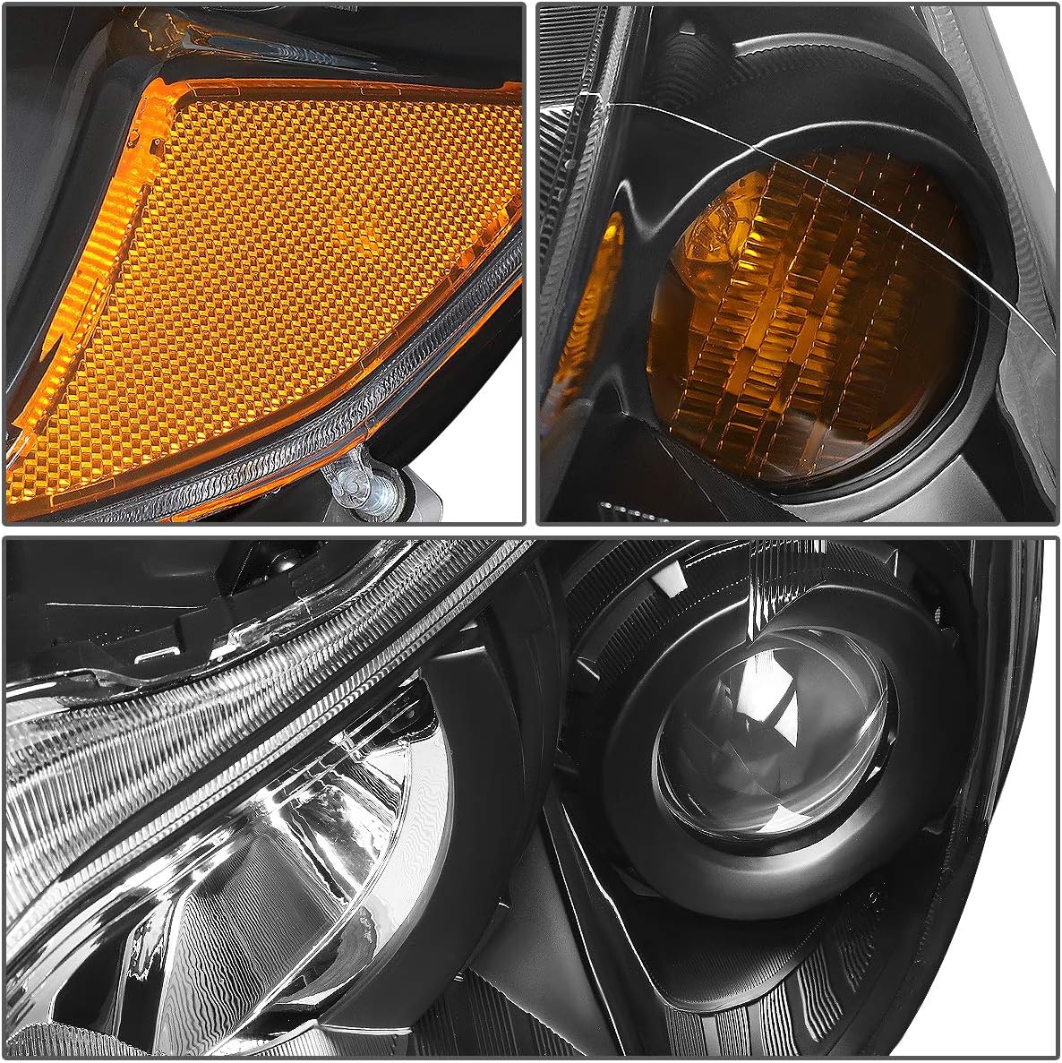 Auto Dynasty Headlights Assembly Compatible with 2010-2014 Outback Legacy, Driver and Passenger Side Halogen Headlamps Replacement w/LED Corner Marker, Projector Low Beam, Black Housing Amber Corner