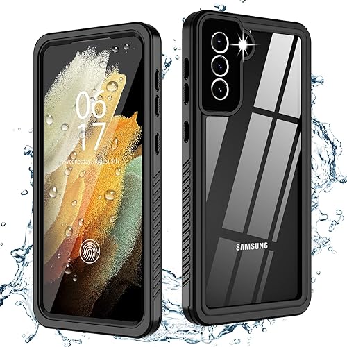 Oterkin Funda para Samsung Galaxy S21, funda impermeable S21, con protector de pantalla integrado, a prueba de polvo, a prueba de golpes, 360, funda