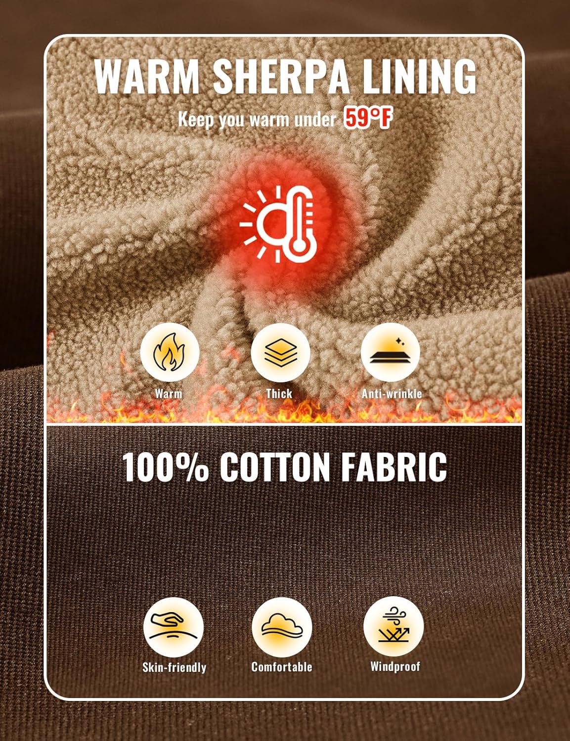 Rdruko Men's Winter Vest Outerwear Sherpa Lined Fleece Warm Cotton Work Casual Vest - Image 4