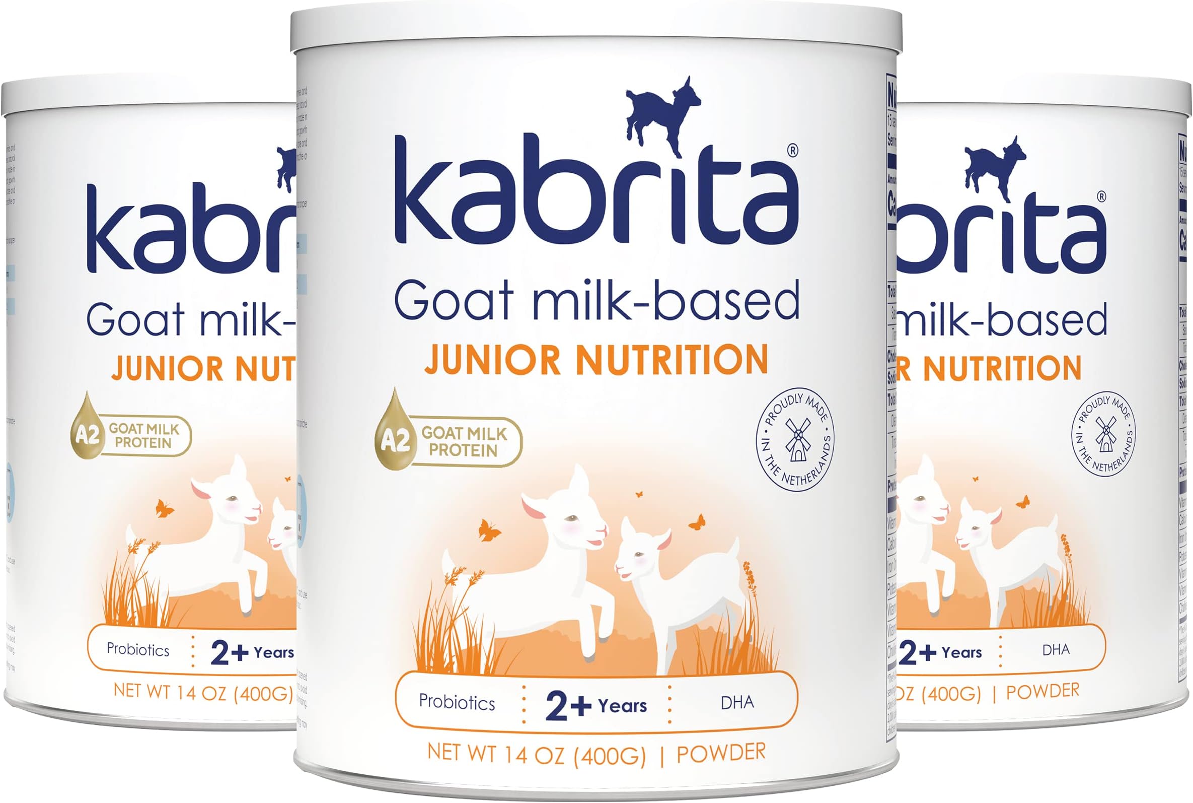 Kabrita Junior Goat Milk Powder for Kids - Easy to Digest for Ages 2-7 - Immunity Boosting Containing Vitamin C, D, E, Protein & Calcium - Non-GMO Gentle on Sensitive Tummies - 14 Oz (Pack of 3)