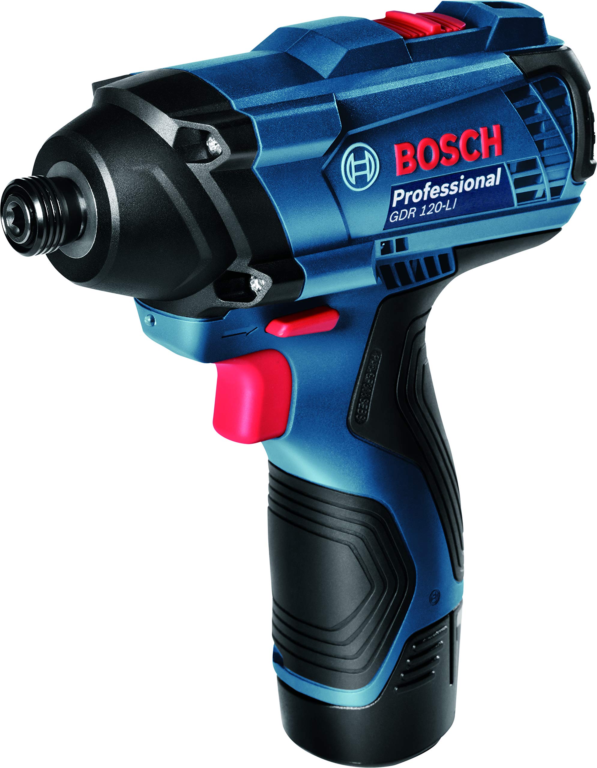 Bosch GDR 120-LI Cordless Impact Driver/Wrench, 2 Gear, 100 Nm, 1/4'' Hex, Soft Grip, 1.1 kg + 2 x 1