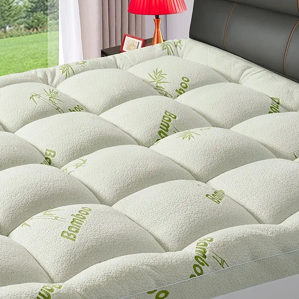 Premium Viscose Made from Bamboo King Size Mattress Topper for Back Pain, 1200 GSM Quilted Fitted Extra Thick Mattress Pad,Pillow Top Mattress Cover with Deep Pocket Up to 21 Inches（78 * 80inch）