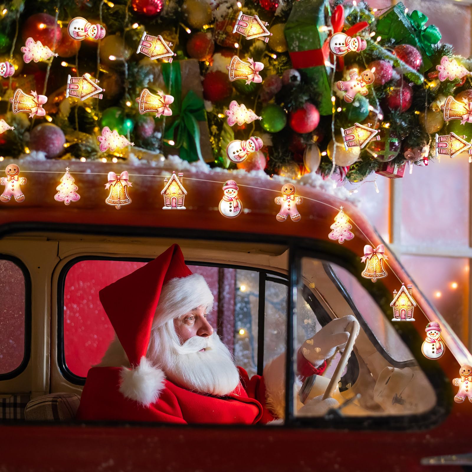 Ganeen Weihnachts-Lichterkette, 20 LEDs, 3 m, niedliche hängende Lichterkette für Weihnachtsbaum, batteriebetrieben, für den Innenbereich, Urlaub, für Weihnachten, Party, Dekorationen, Kaminsims