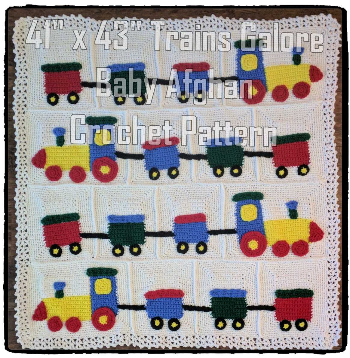 TRAIN CHOO CHOO Color Graph Chart Baby Afghan Pattern *EASY