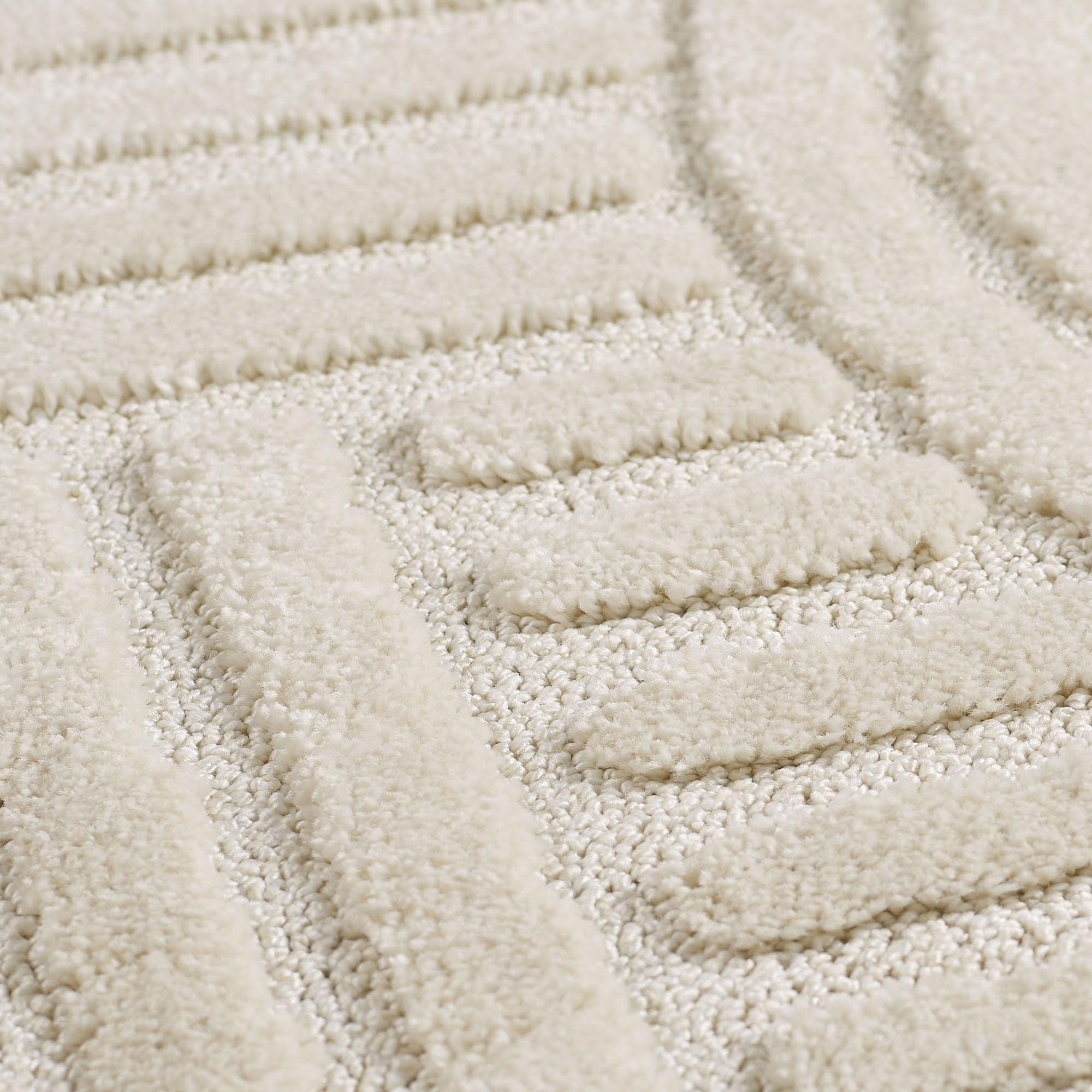 Nazar Tapis Salon Turin, Creme, Beige, Gris, géométrique avec Motif en Relief