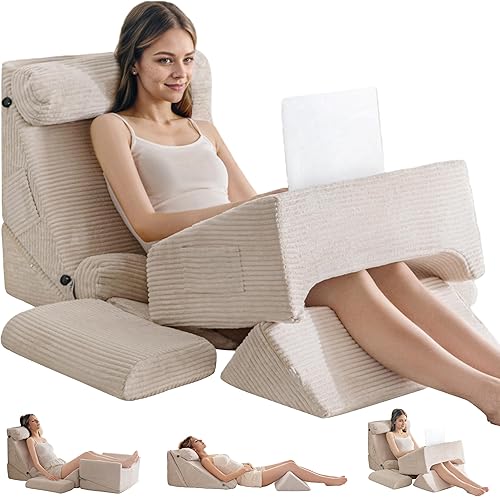 HIGOGOGO Juego de 10 almohadas ortopédicas de cuña para cama, posicionadores corporales de espuma suave ajustables para recuperación después de la