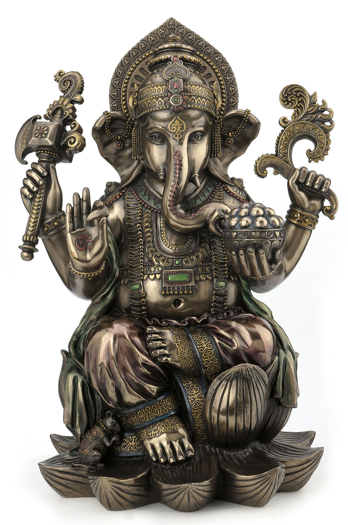 Estatua grande de Ganesh sentado sobre loto 44.5 cm miniatura 7