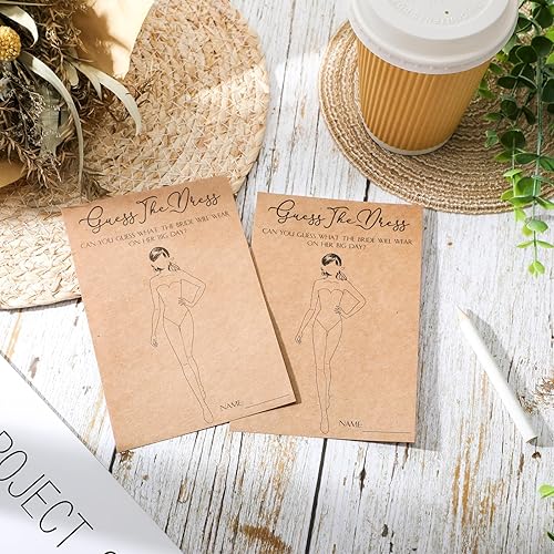 Miniatura 4 de Seajan Guess The Dress - Juego de despedida de soltera, letrero de madera, divertido juego de despedida de soltera, letrero de mesa, 50 tarjetas