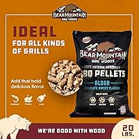 Vista 3 de Bear Mountain - Pellets de madera natural para ahumador, parrilla y barbacoa, 20 libras, aliso, accesorios de pellets de madera dura de primera