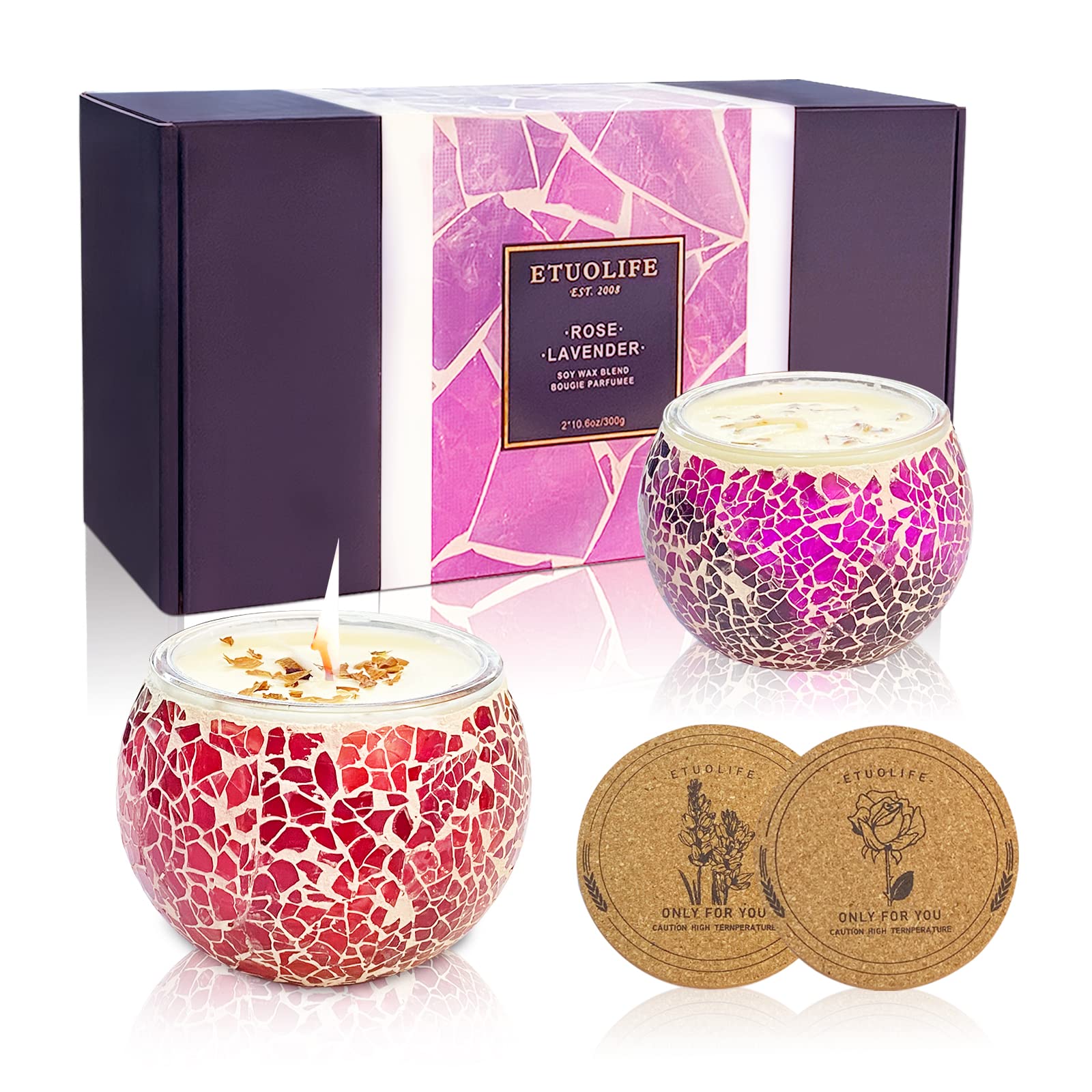 Scented Candle Gift Set for Women,2 Pack 12.5Oz Relaxation Aromatherapy Candles,Natural Soy Wax Candle Gift Set,Christmas Candle,Mother's Day,Birthday,Valentine's Day,Candle Gift Set