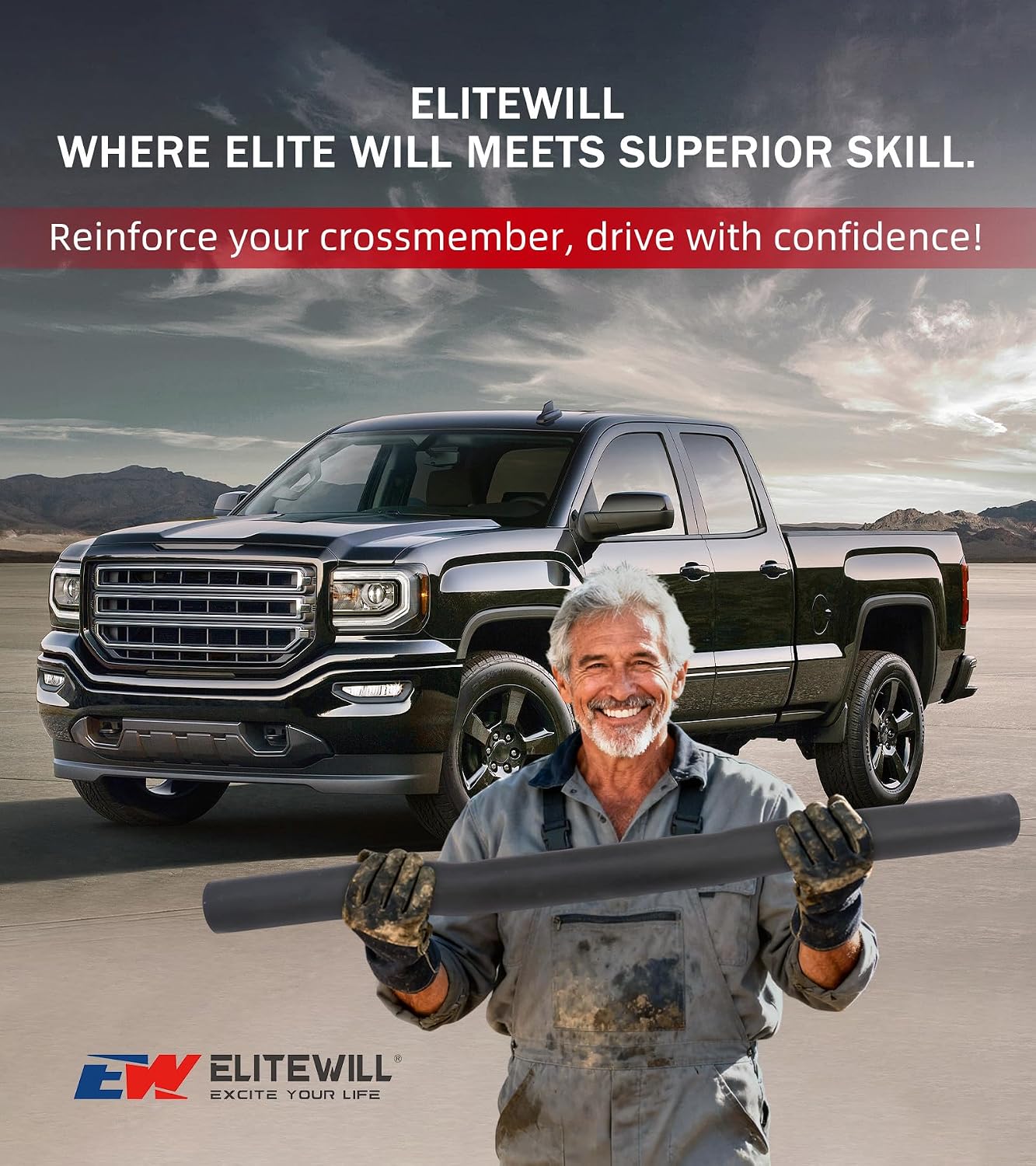 ELITEWILL Rear Spare Tire Crossmember Rear Frame Support Crossmember Fit for 2007-2016 Chevy Silverado & GMC Sierra 1500 2500 3500