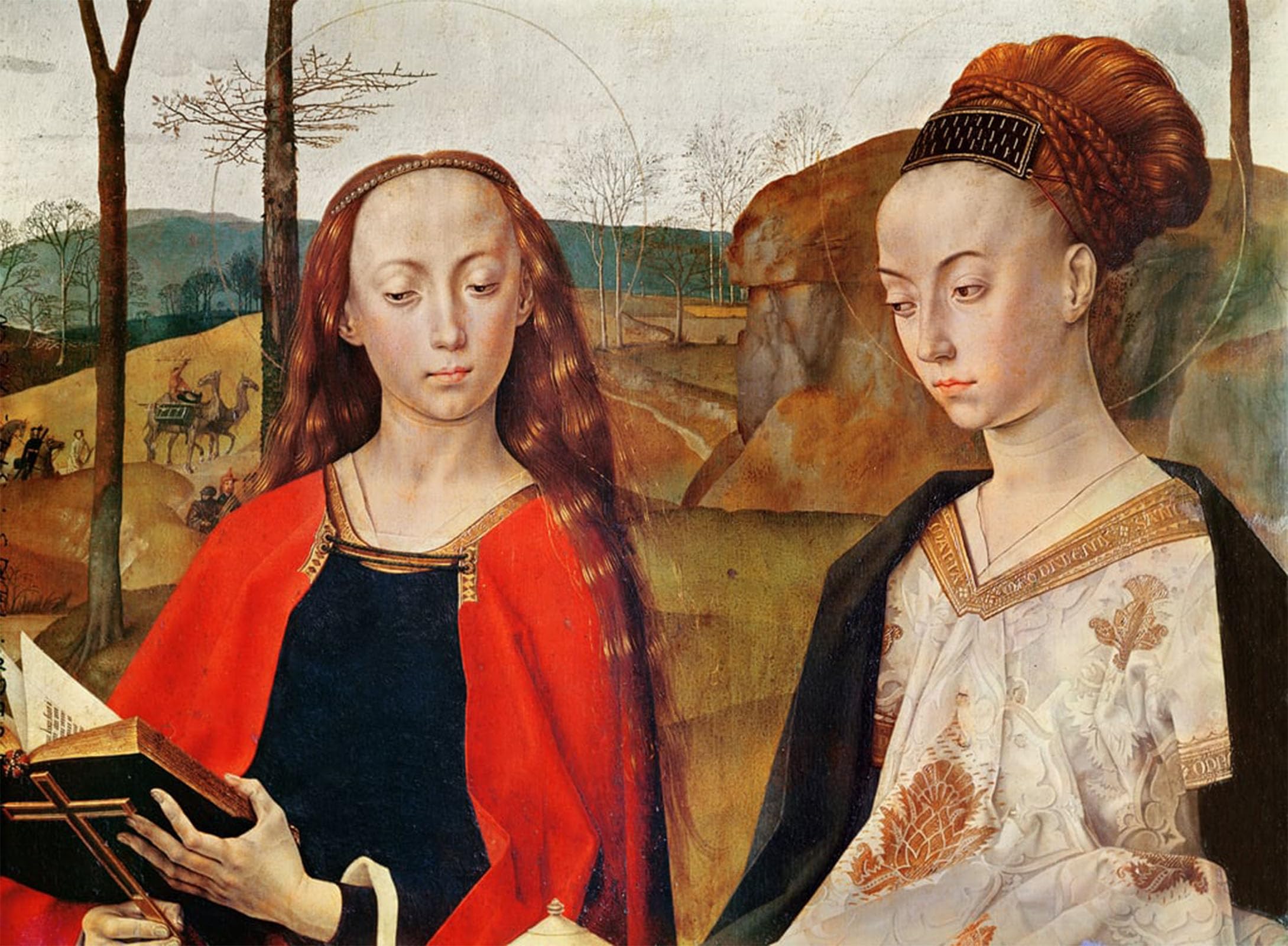 ARTXLXXBN Famous Print Painting Colorful Art Print Portinari Altarpiece Detail of the Heads of Saint Margaret by Van Der Goes Canvas Art Decorations for Home Decor 60x90cm