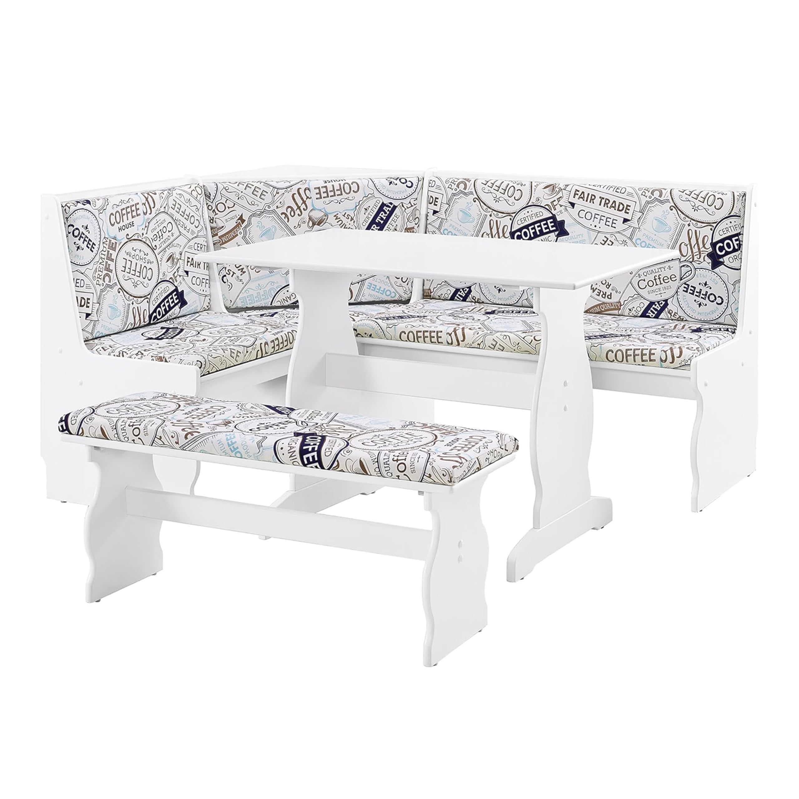 Linon Lucy Coffee Nook - White 66.25 x 34.5 x 50.25