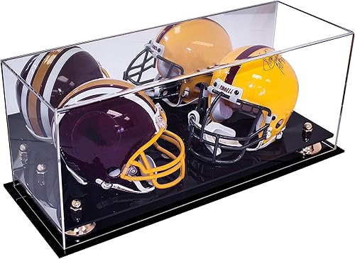 Miniatura 85 de Better Display Cases Acrílico 2 Mini casco de fútbol (no tamaño completo) vitrina con base de césped transparente (V46/A019)