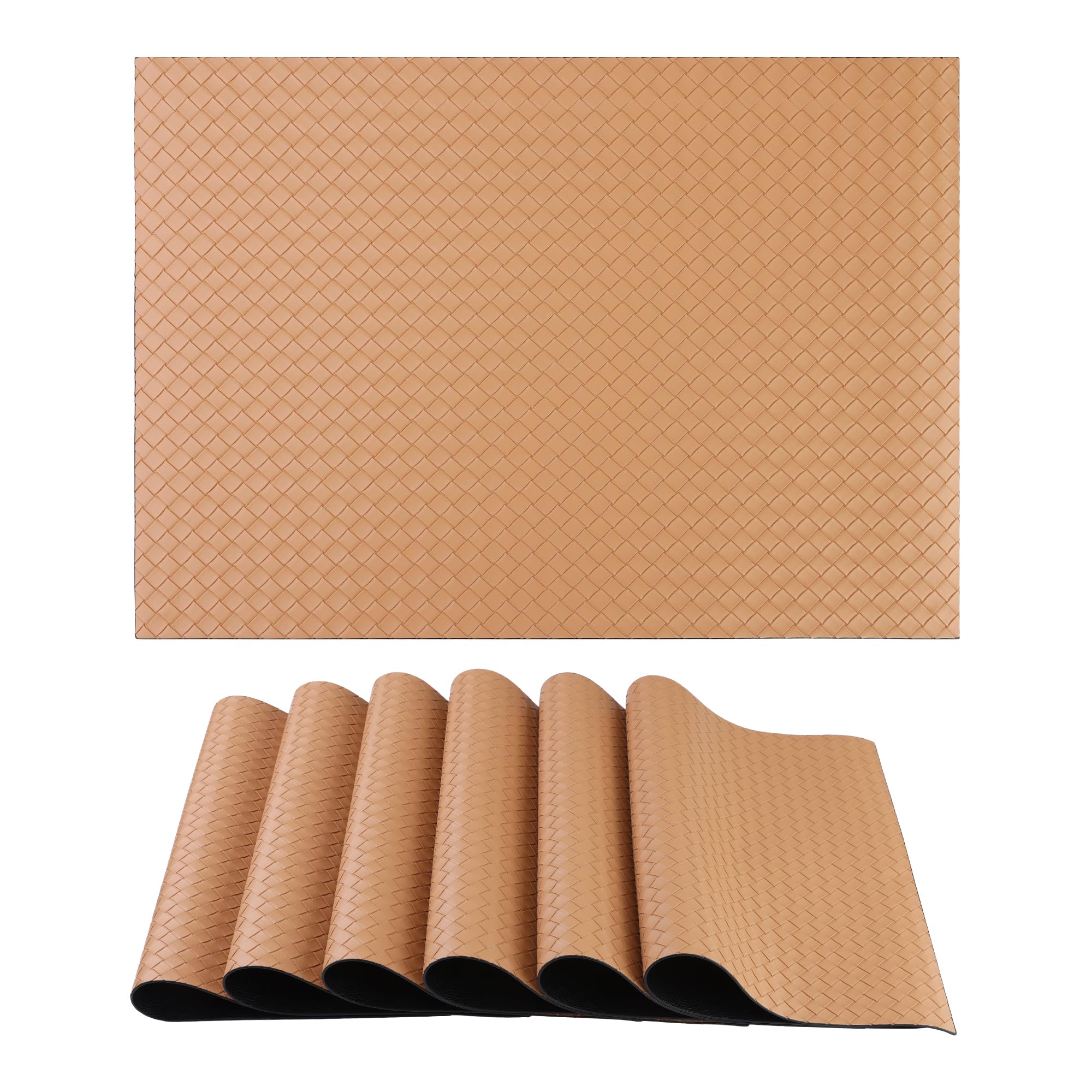 Juego de 6 manteles individuales antideslizantes de piel sintética con relieve