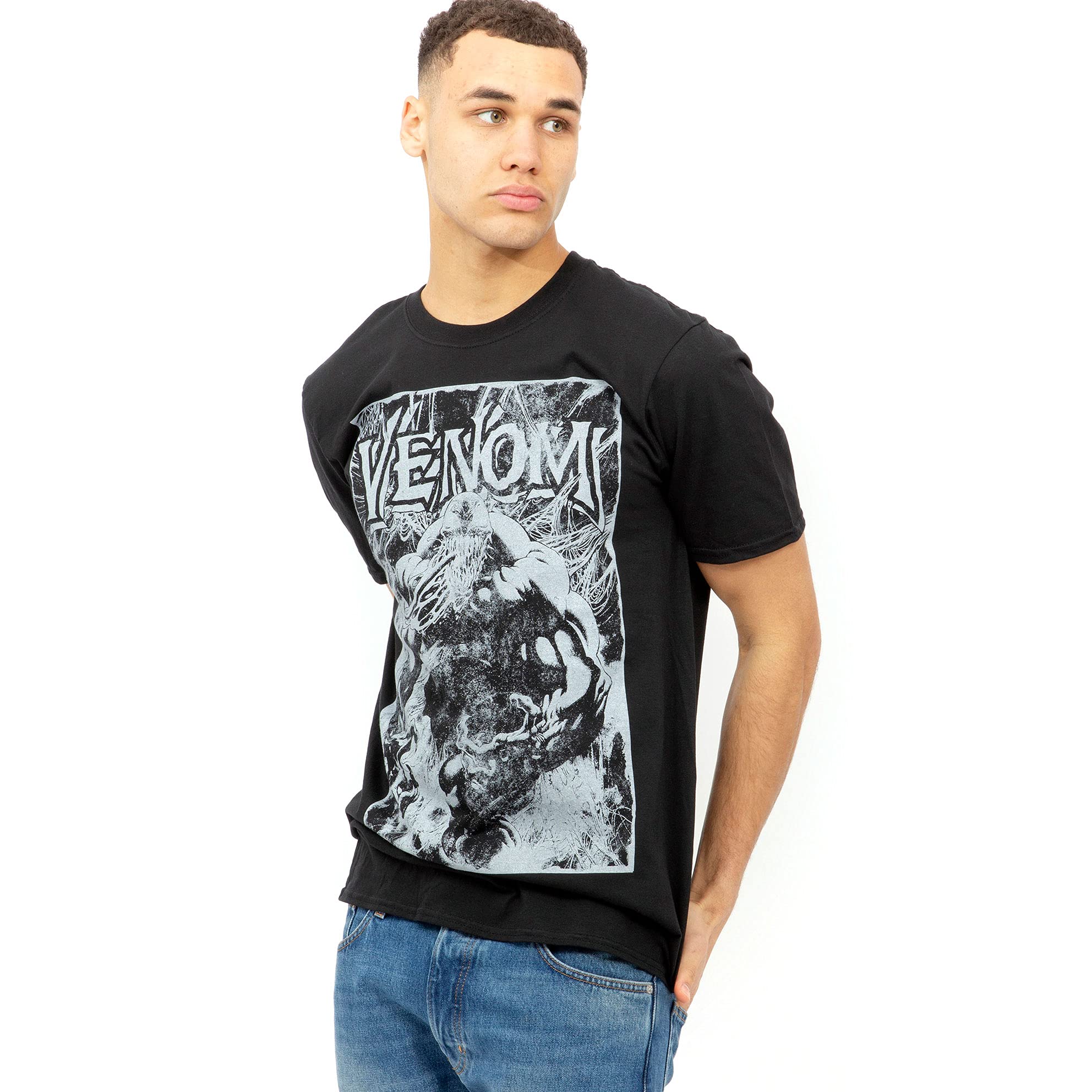 Marvel Men's Venom Web T Shirt, Black, M UK