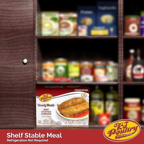 Miniatura 5 de Rollos de repollo rellenos de carne kosher, comidas de carne MRE listas para comer, sin gluten (paquete de 2) preparado para entrada totalmente