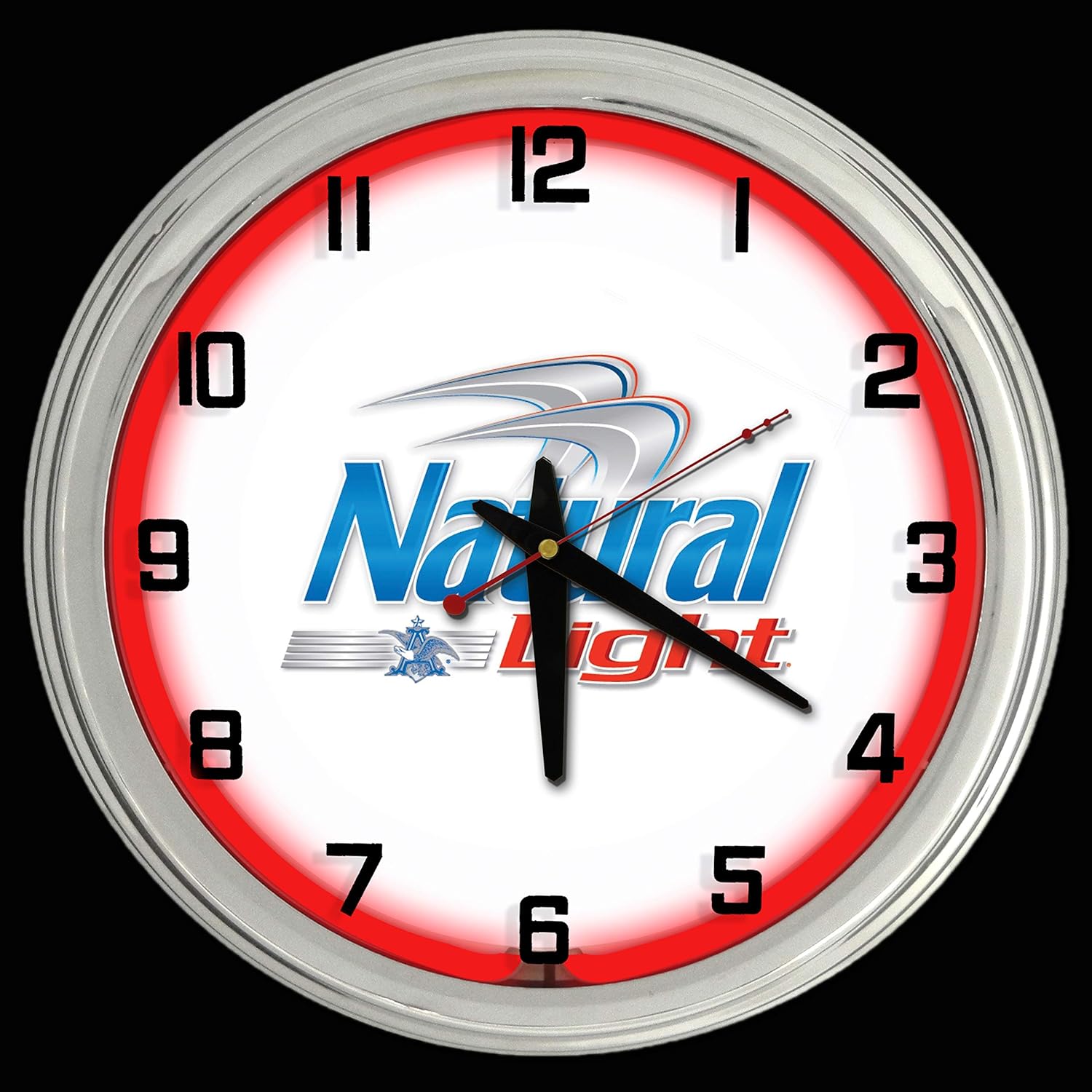 16" Natural Light Beer Sign Red Neon Clock