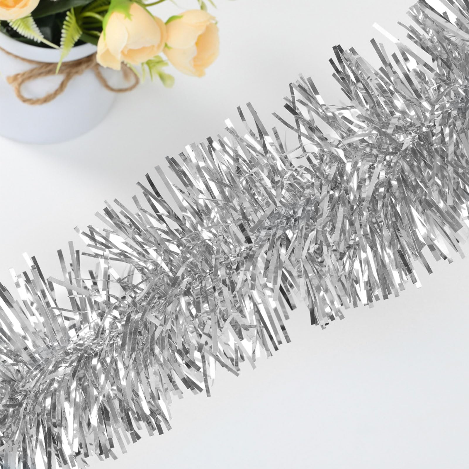 Natale Tinsel Ghirlanda,6 pcs x 2m Ghirlande Metalliche Scintillanti,Ghirlanda Albero di Natale,Adatto Per La Decorazione Di Interni Ed Esterni Di