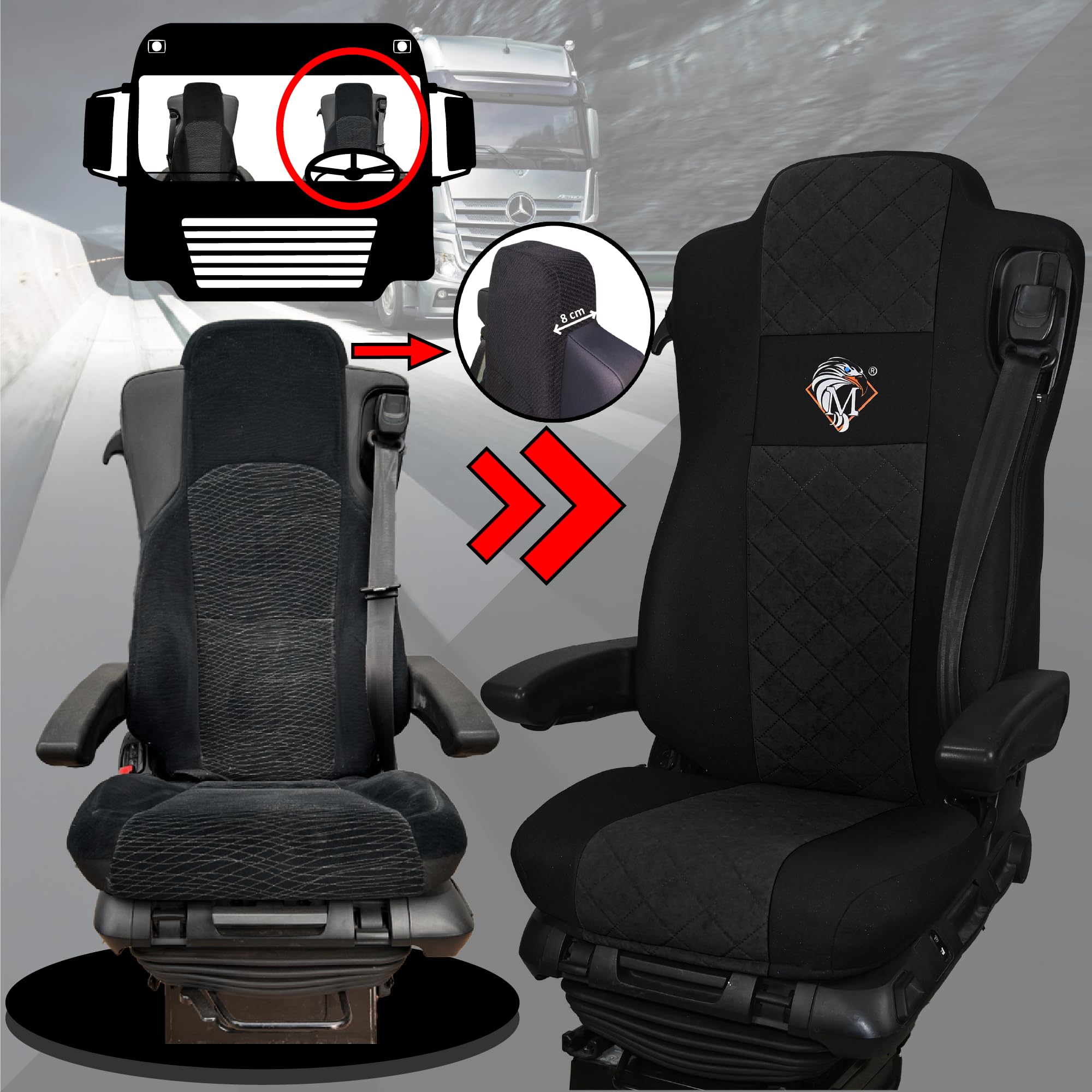 SABA Auto Sitzbezüge LKW für Mercedes ACTROS MP4, AROX ab 2011, MP5 ab 2019