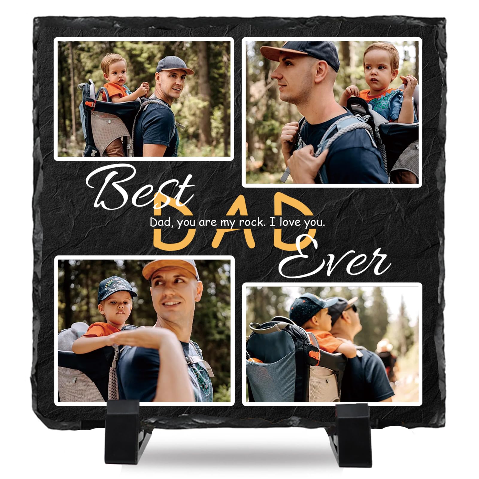 ALBK Gifts for Fathers Day - Personalised Photo Frame, Personalised Gifts for Dad, Add Your Photo, Personalised Photo Slate, Custom Slate Plaque, Dad Gifts for Fathers Day, Birthday, Christmas