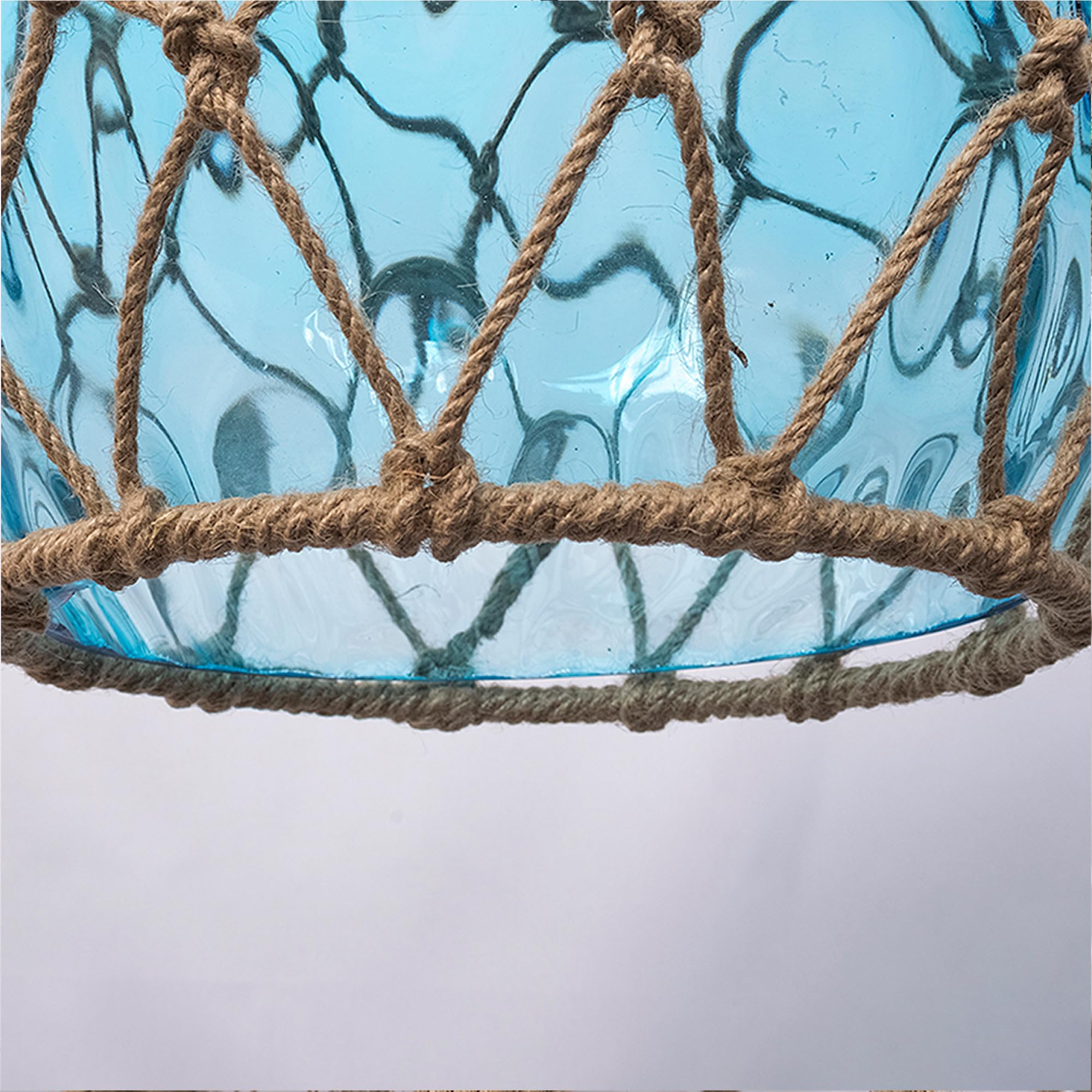 Lámpara de techo marinera con forma de boya náutica de cristal, lampara colgante medida Ø30cm, ideal par decorar espacios con estilo náutico (AZUL)