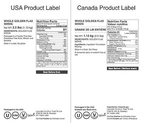 Miniatura 3 de Food to Live Semillas de lino dorado, 12 onzas, semillas de lino enteras prémium para recetas nutritivas, hornear y aperitivos, ricas en omega-3,