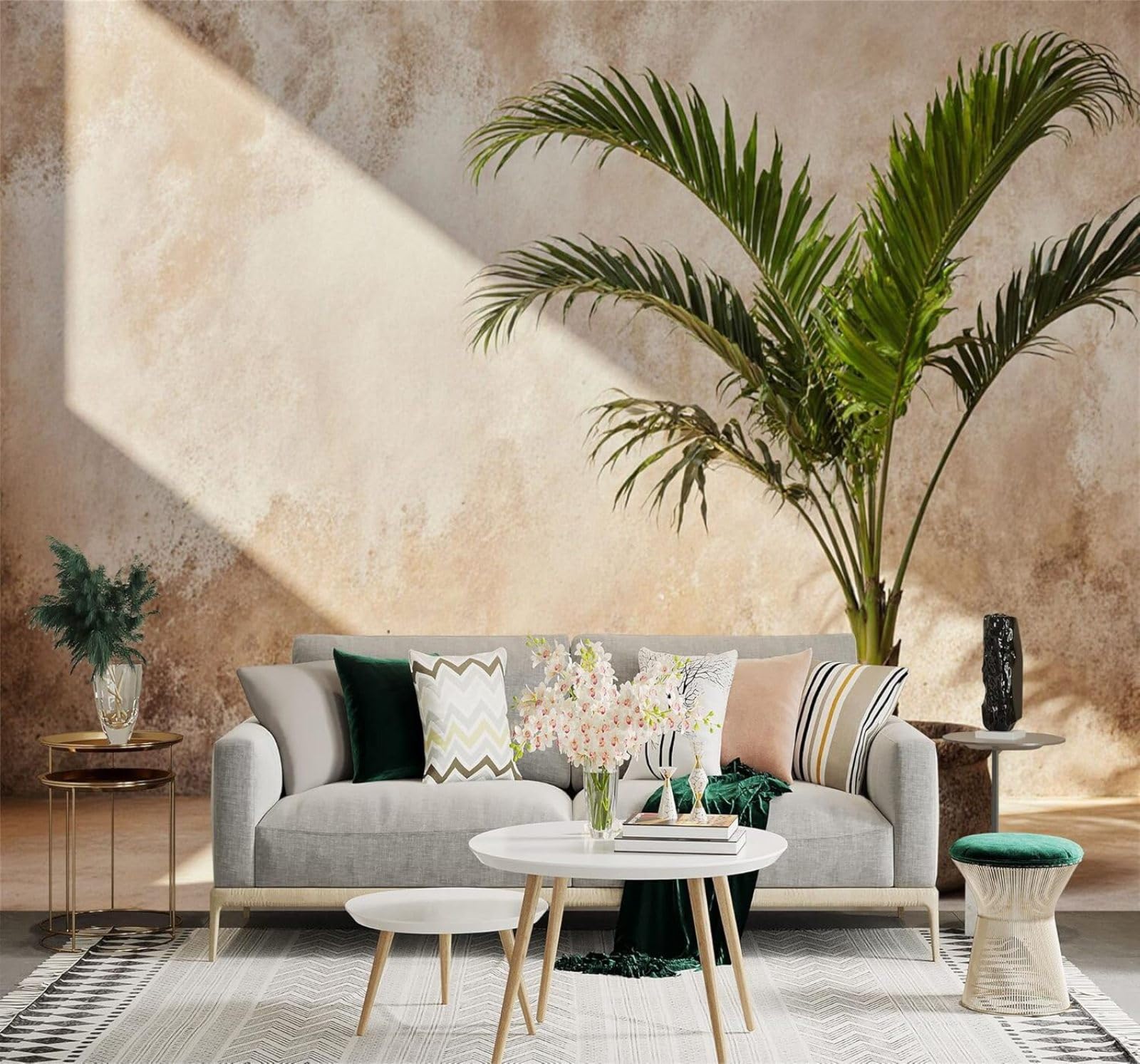 XLMING Three Dimensional Tropical Palm Trees Plants Sunshine 3D Wallpaper Premium Textured Silk Study Dining Living Room Bedroom Sofa TV Wall Easy Install-400cm×280cm
