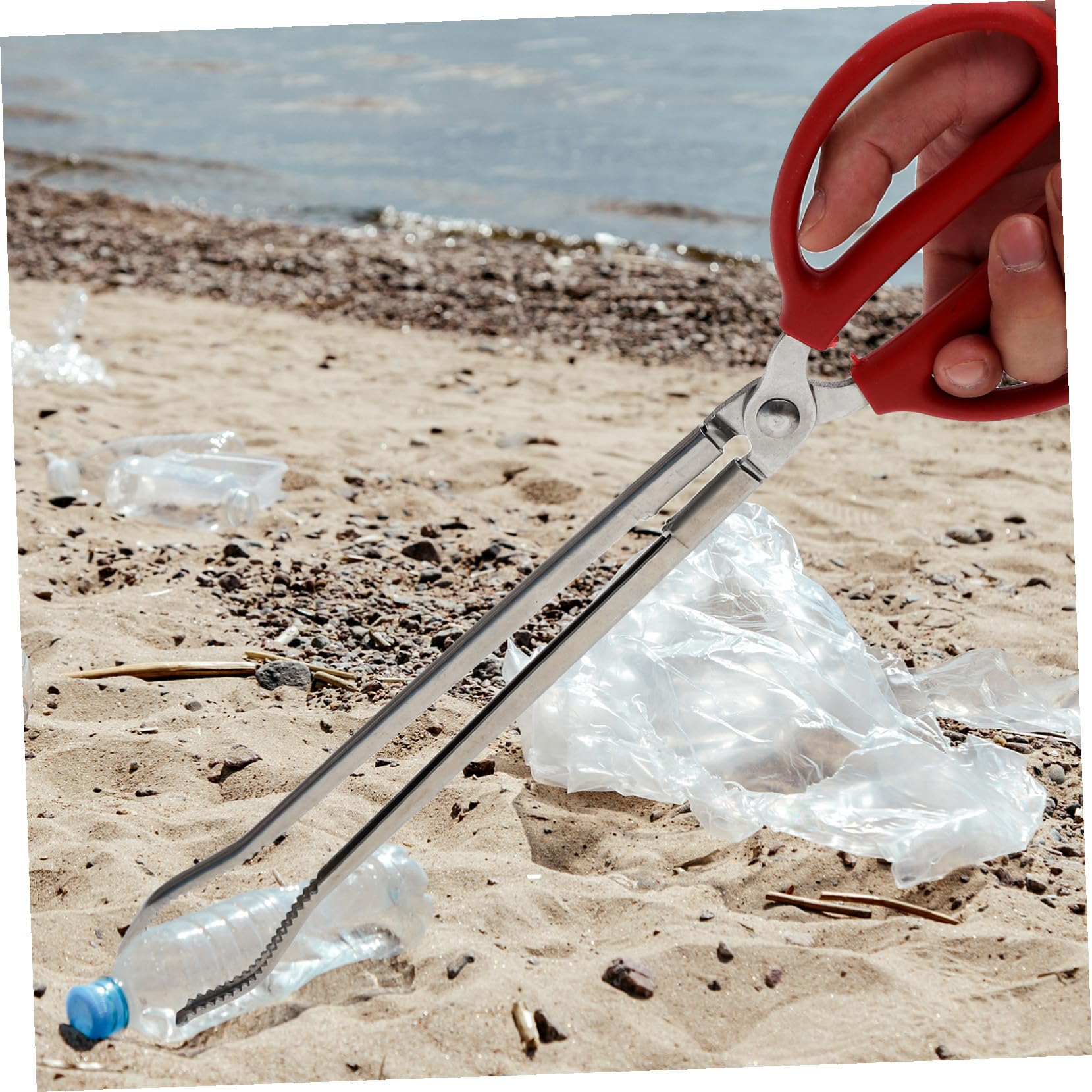 FOMIYES Pinzas Largas De Acero Inoxidable 2 Piezas (38 Cm y 51 Cm) Para Recoger Basura y Manipular Cangrejos, Anguilas y Peces De Barro, Herramienta Multiusos Para Exteriores, Jardinería y Pesca