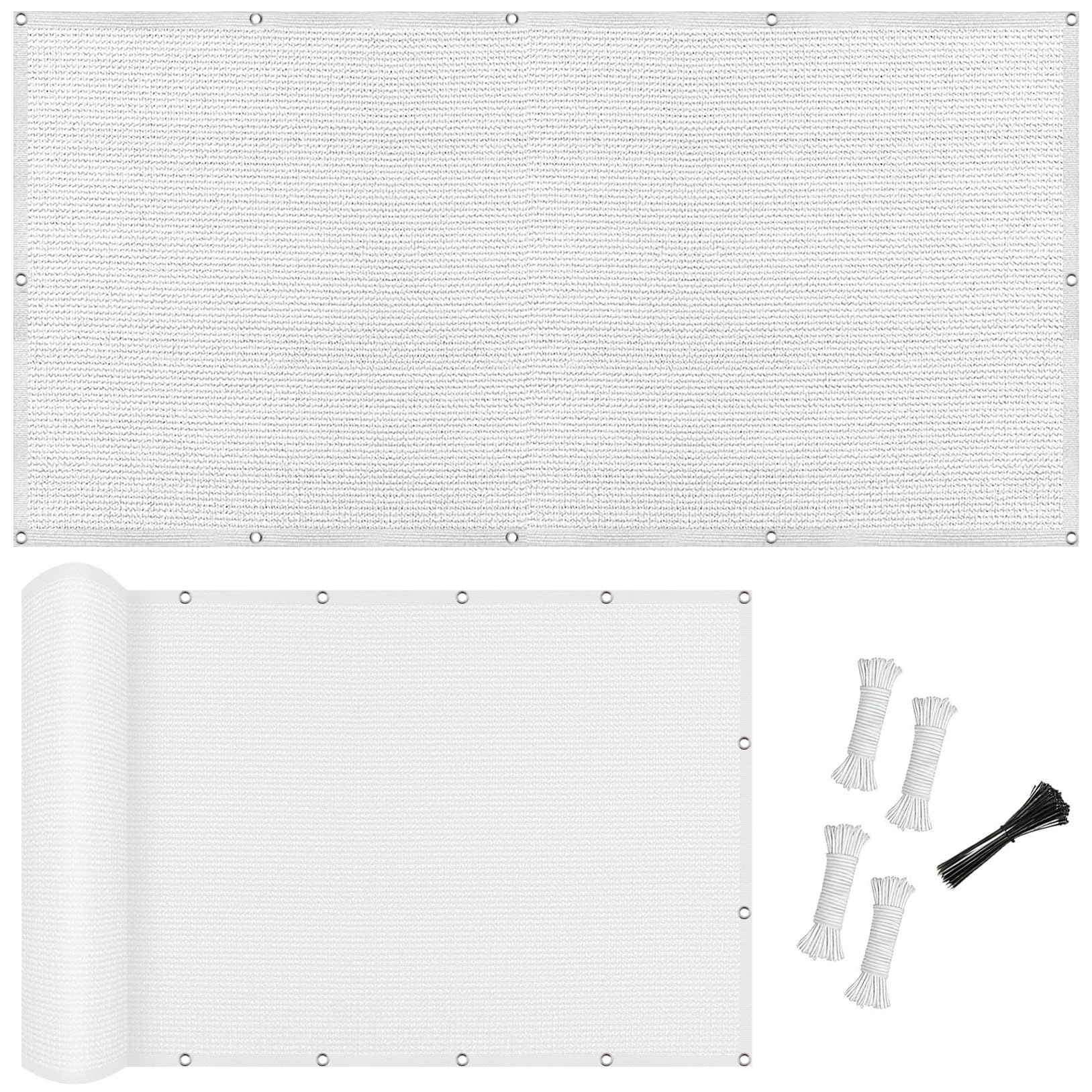 Brise vue balcon anti-UV et résistant au vent blanc 95x300cm