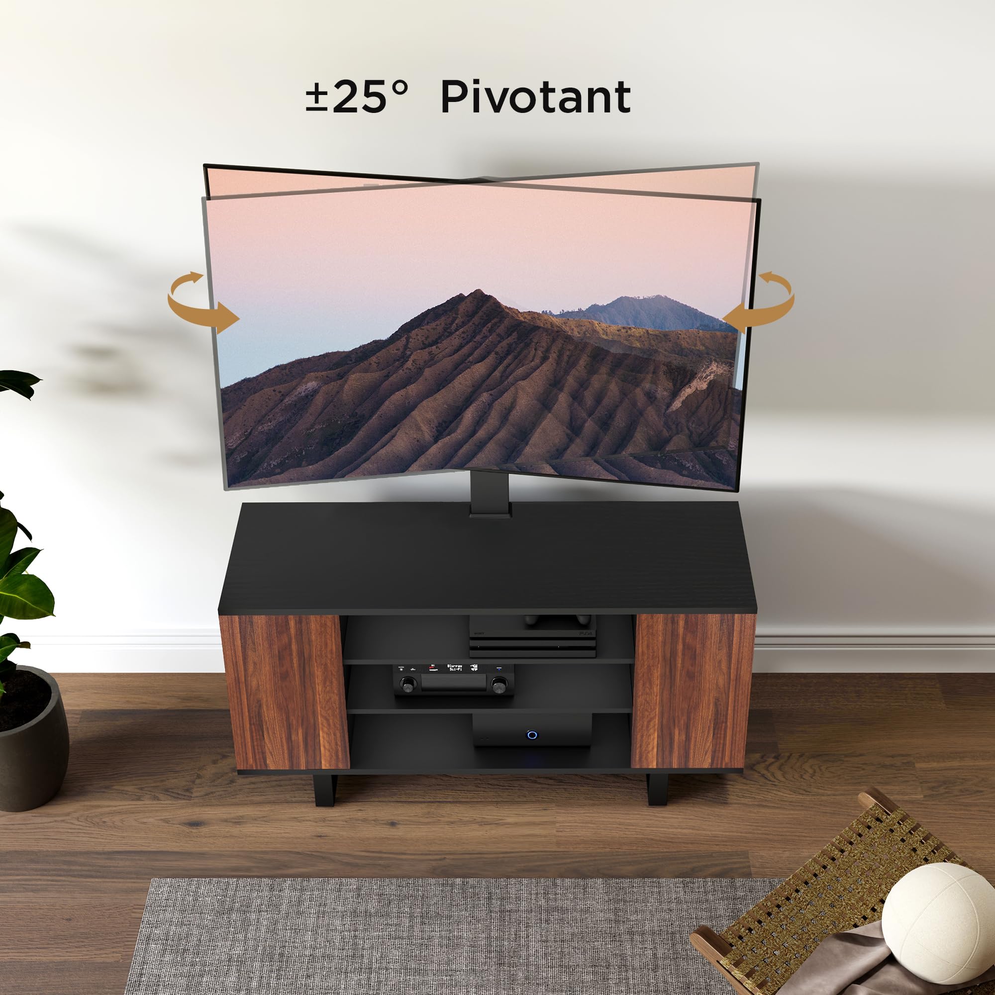Meuble TV Greenstell Universel – Hauteur Réglable, Rotation 60°, Prise 220V Intégrée Et Ports USB – Pour écrans 32 à 70 Pouces