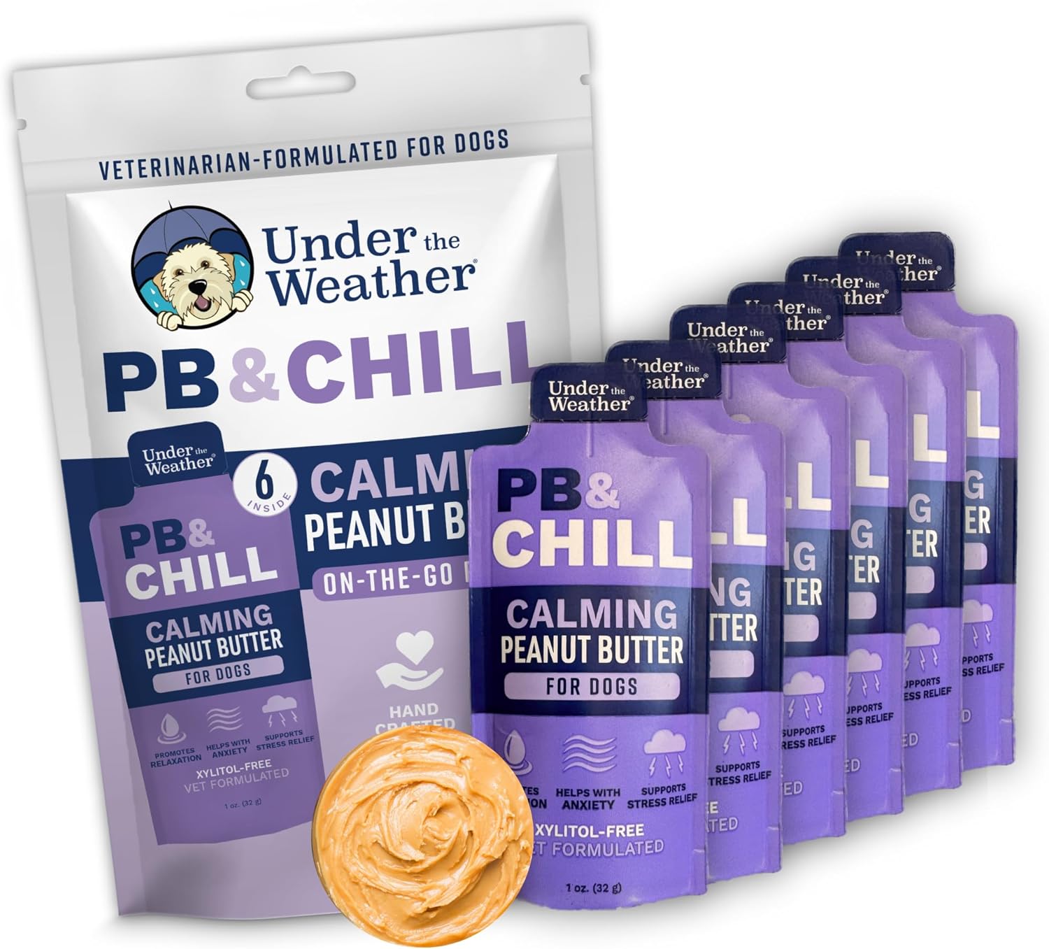 Underneath the Climate Pet PB & CHILL Canine Peanut Butter Canine Treats | Vet-Formulated 100% Pure and Tasty Calming Treats for Canine | Promotes Calmness and Relieves Nervousness for Canine | 1 Oz – Pack of 6