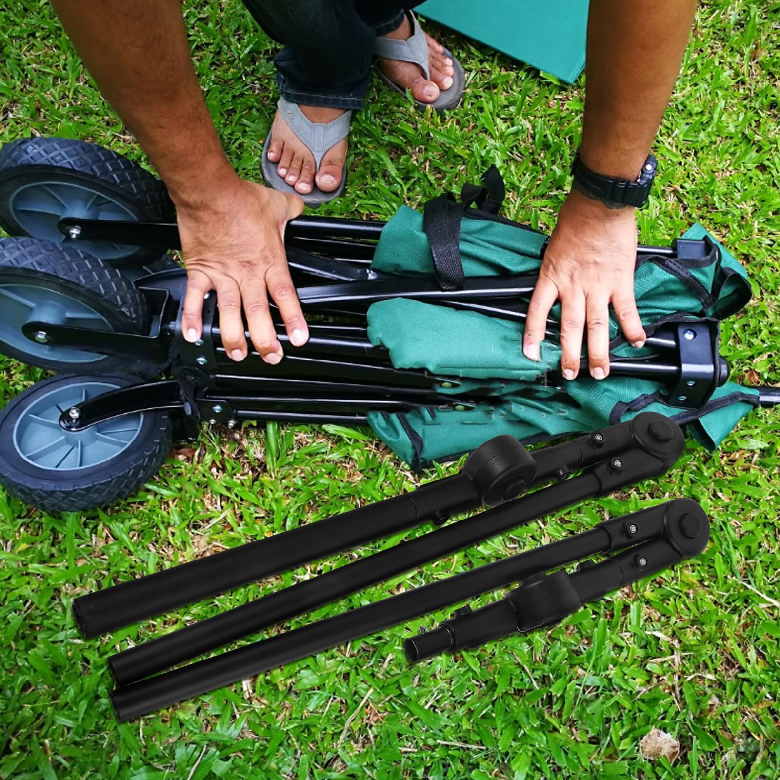 Poignée pliable de rechange pour chariot de camping – Poignée amovible facile à installer – Accessoire multifonction pour pique-nique et remorque d'extérieur