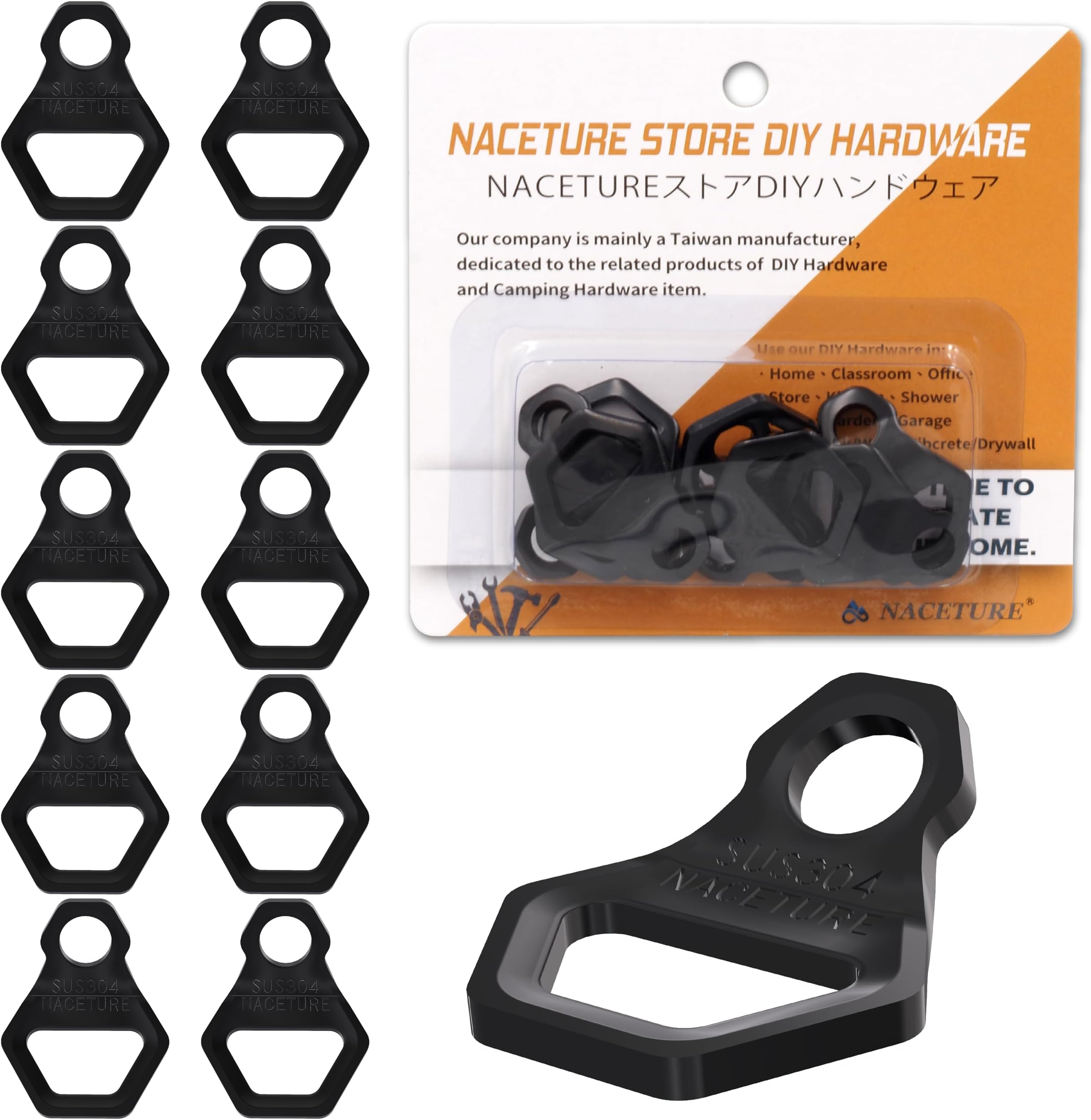 NACETURE Motorcycle Tie Down Anchor Hook Heavy Duty Stainless Steel 10 Pack - Dirt Bike Tie Down Strap Rings Accessories for Truck, Camper, Trailer, Truck Bed Tie Down Anchor (Small)
