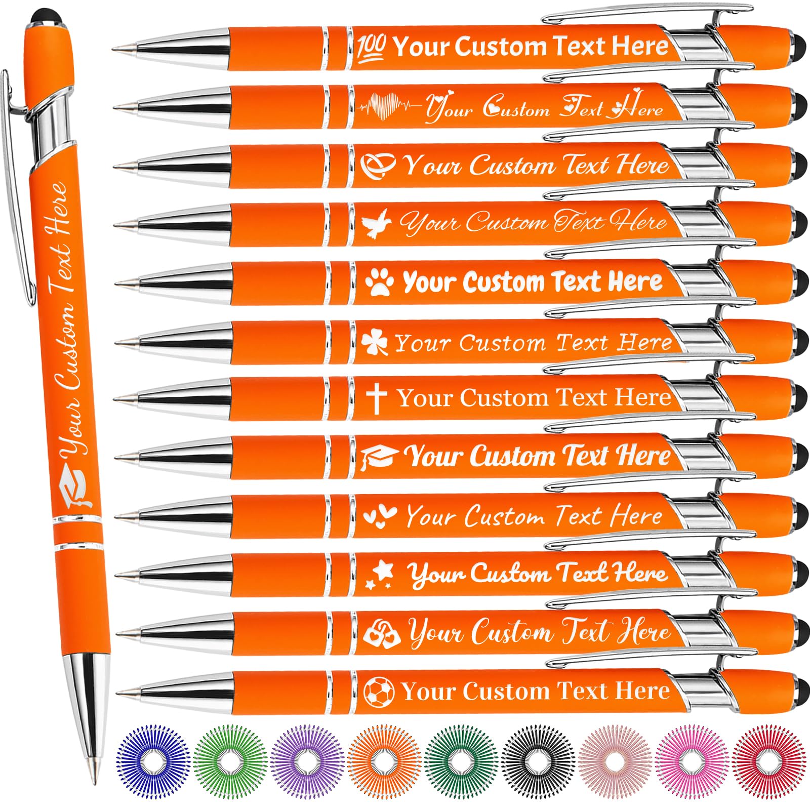 MaWeeTn Personalized Pens with Name, Custom Pen Customized, 0.5 mm Engraved Ballpoint Pens Bulk with Logo Text, Gift for Men Women Office School