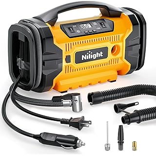 Nilight Portable Air Compressor Tire Inflator AC/DC Dual Power Sources Tire Pump 160PSI Dual Motors Fast Inflate Auto Shutoff Air Pump for Cars&Inflatables Inflation/Deflation,2 Yrs Warranty,12 Volts