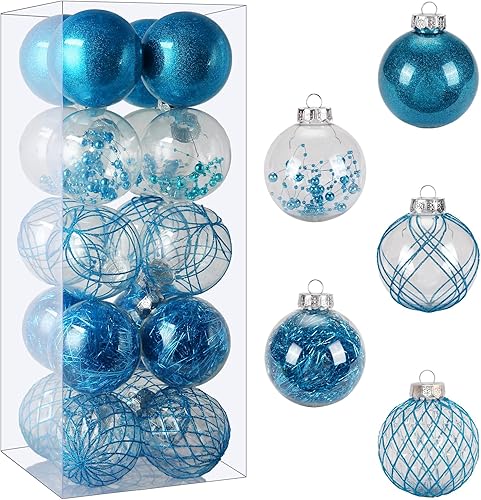 Adornos de bola de Navidad, 20 unidades, 3.150 in, 3.15 pulgadas, transparentes, inastillables, decoraciones para árbol de Navidad, bolas de Navidad