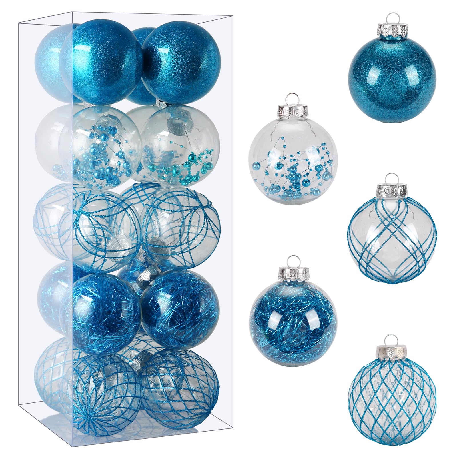 Adornos de bola de Navidad de 20 quilates, 3.15 pulgadas, transparentes, inastillables, bolas de Navidad grandes para árbol de Navidad, decoraciones de fiesta de vacaciones